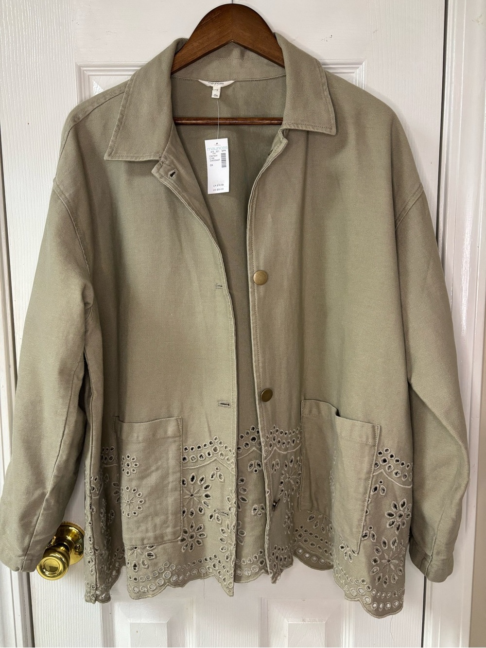 Maurices Light Olive Eyelet Hem Utility Jacket